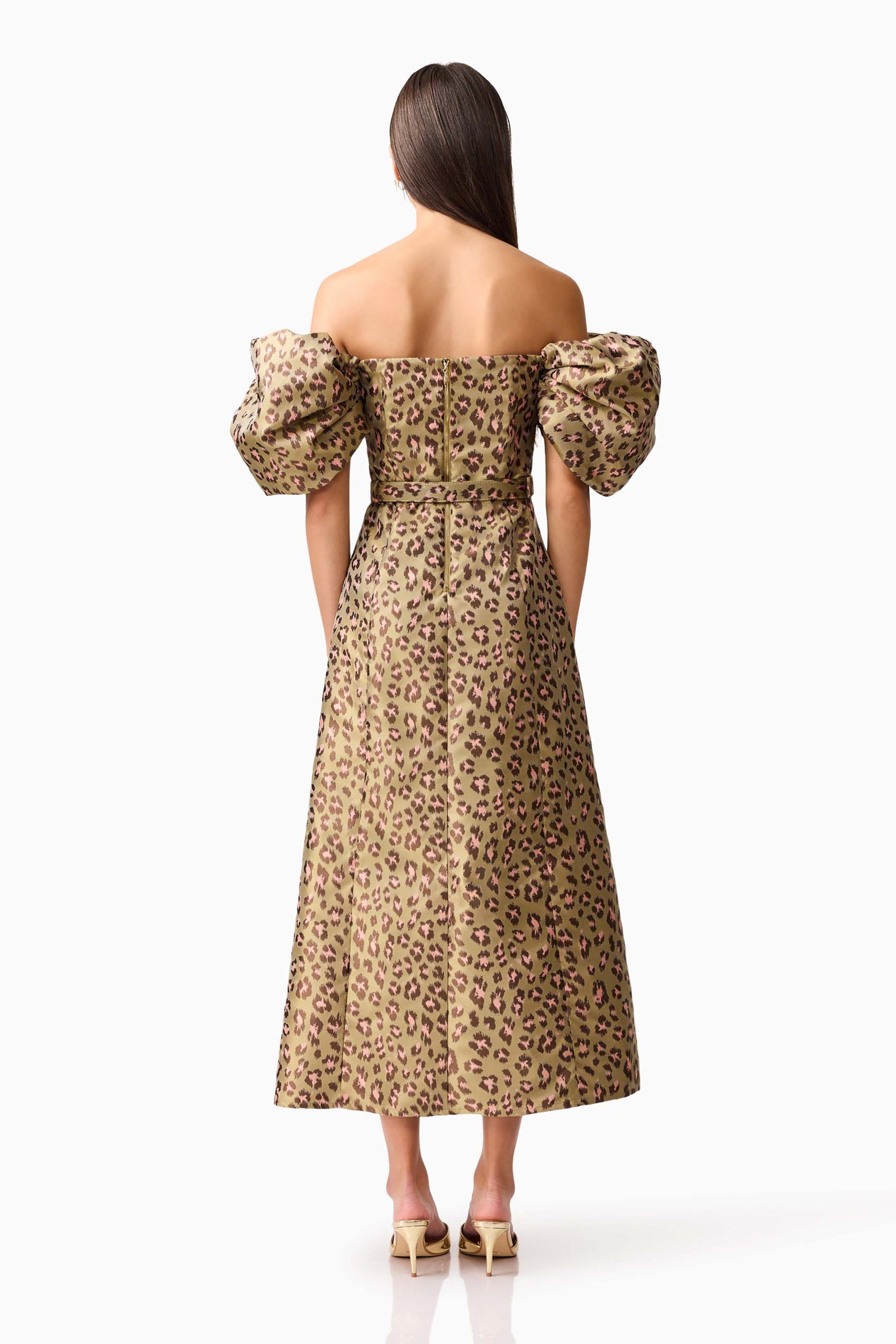 leopard print off the shoulder dress Leopard Print Cowl Neck Off the Shoulder Midi Dress Leopard / S
