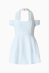 Ruby Halter Mini Dress in Blue ghost shot