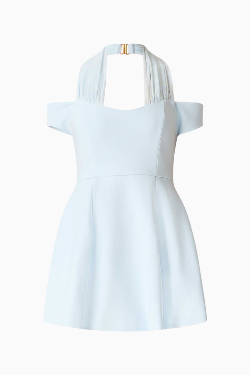 Ruby Halter Mini Dress in Blue ghost shot