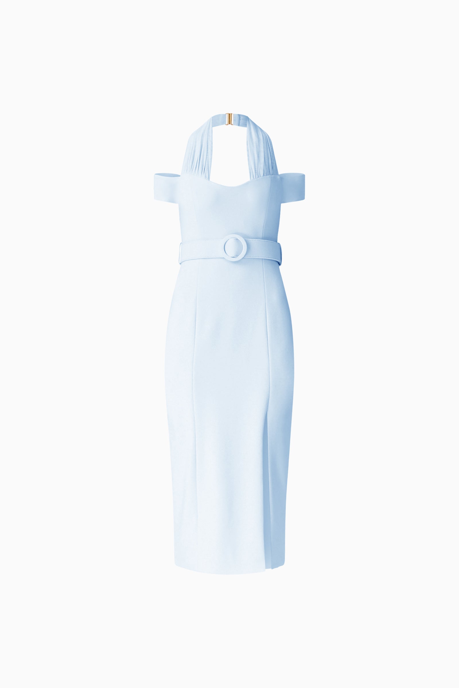 Ruby Halter Midi Dress in Blue Off The Shoulder Detailing – Elliatt - Main Image