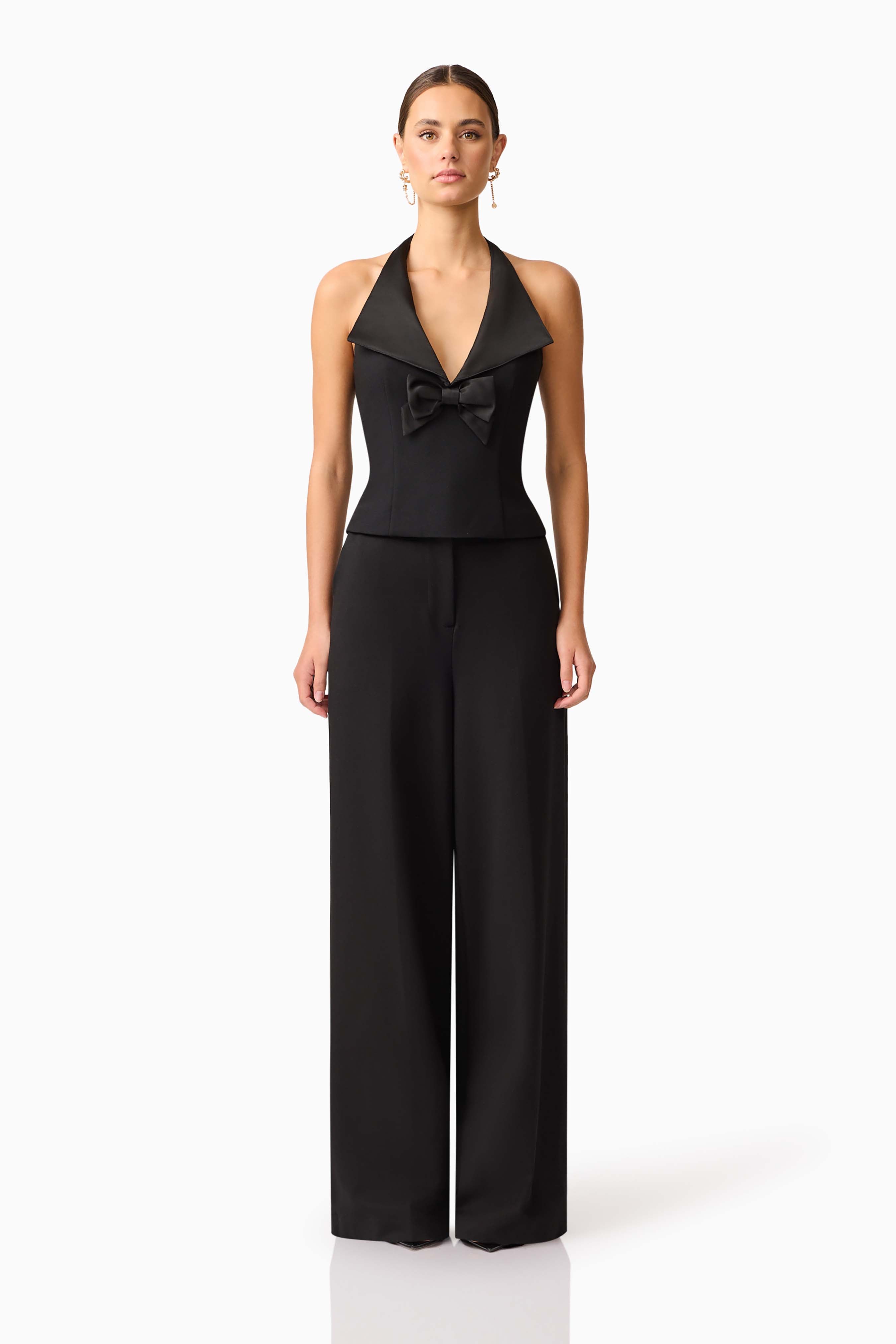 Ruby Halter Top in Black | Bow Detailing – Elliatt