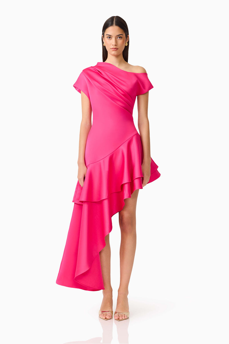 Livia Asymmetrical Gown in Pink | Elegant One Shoulder Design  Elliatt