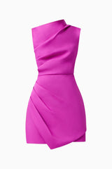 Lioris Mini Dress in Purple sleeveless asymmetric high neckline ghost shot