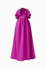 Lioris Ruffled Gown in Purple strapless straight neckline ghost shot