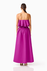 Lioris Ruffled Gown in Purple strapless open back, back shot