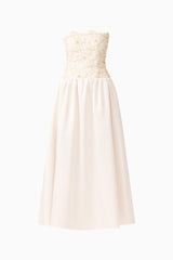 Blossia Gown in White strapless straight neckline ghost shot
