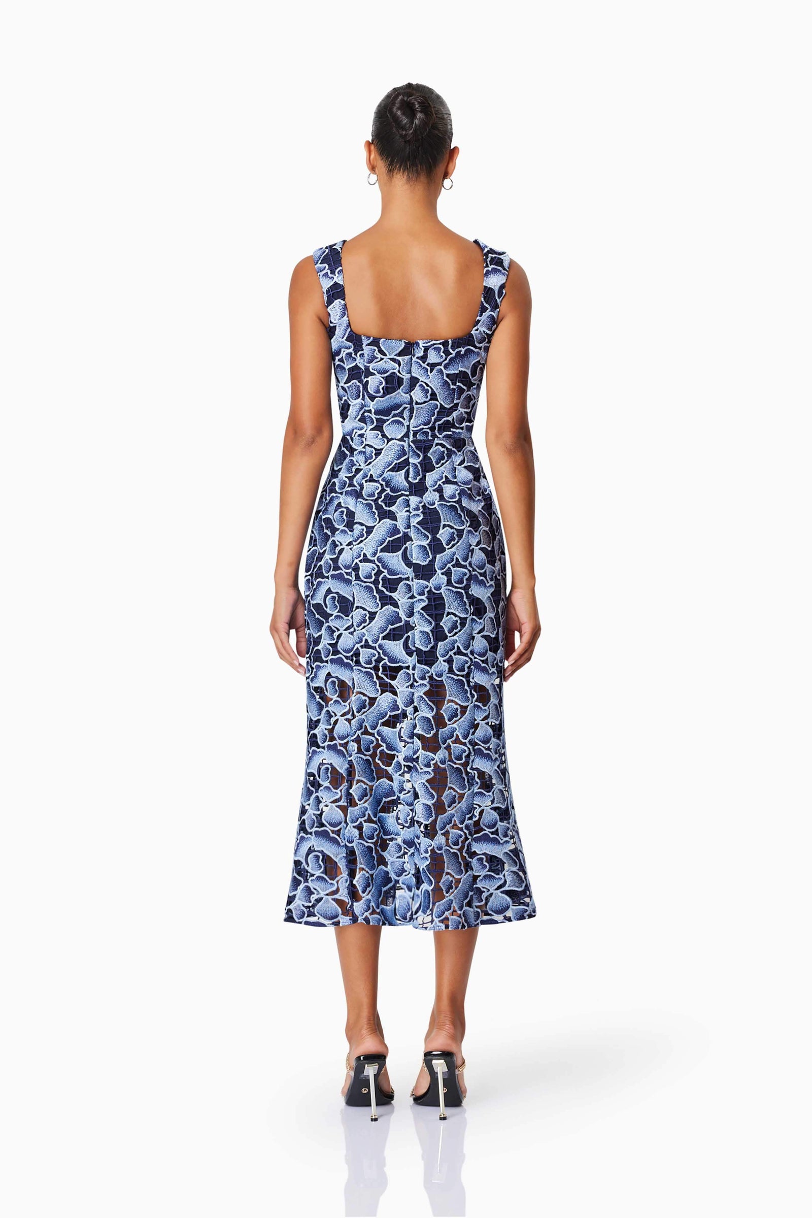 Mila Cocktail Midi Dress - Blue - XXS