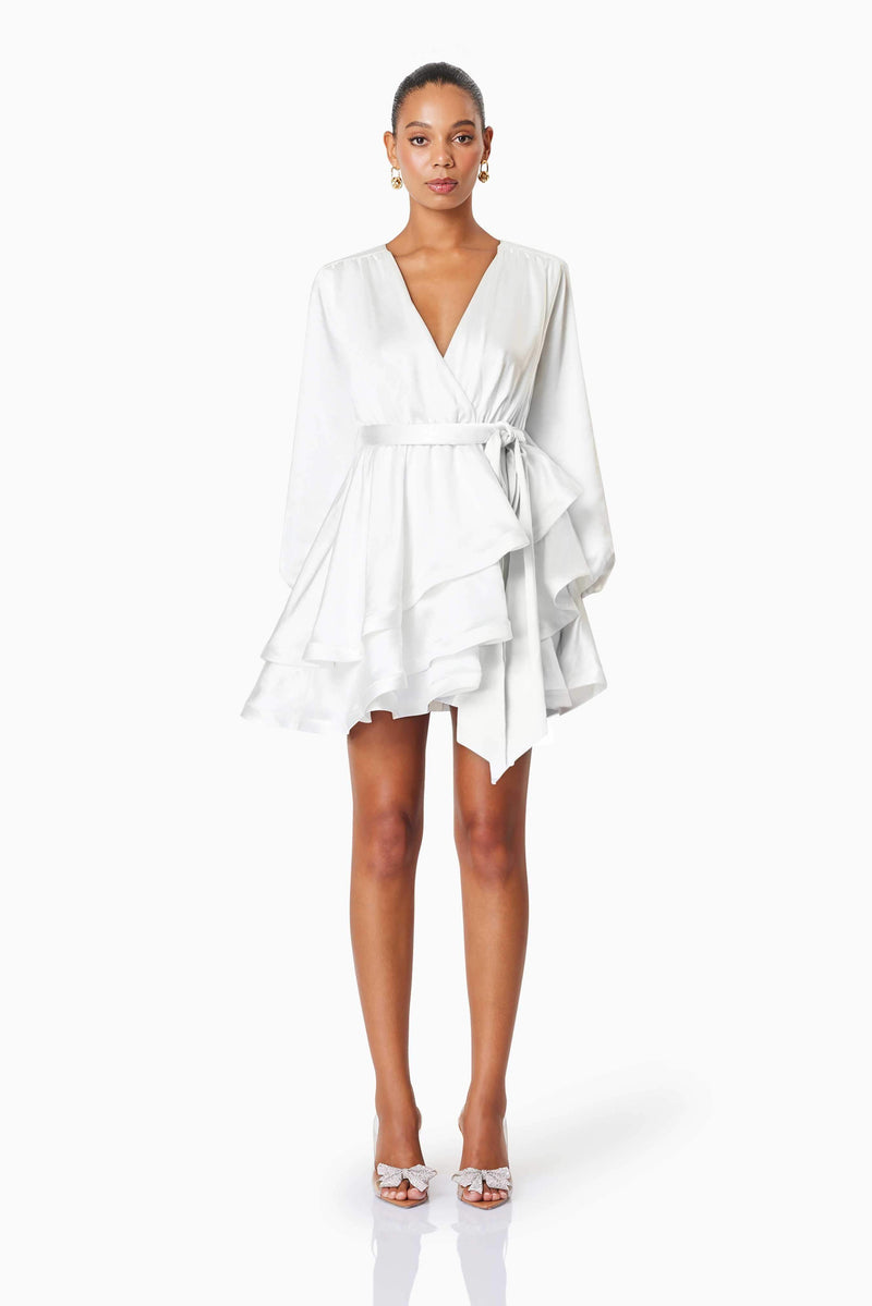 Clementine Long Sleeve Mini Dress In White Elliatt Clementine Long Sleeve Mini Dress In White Elliatt