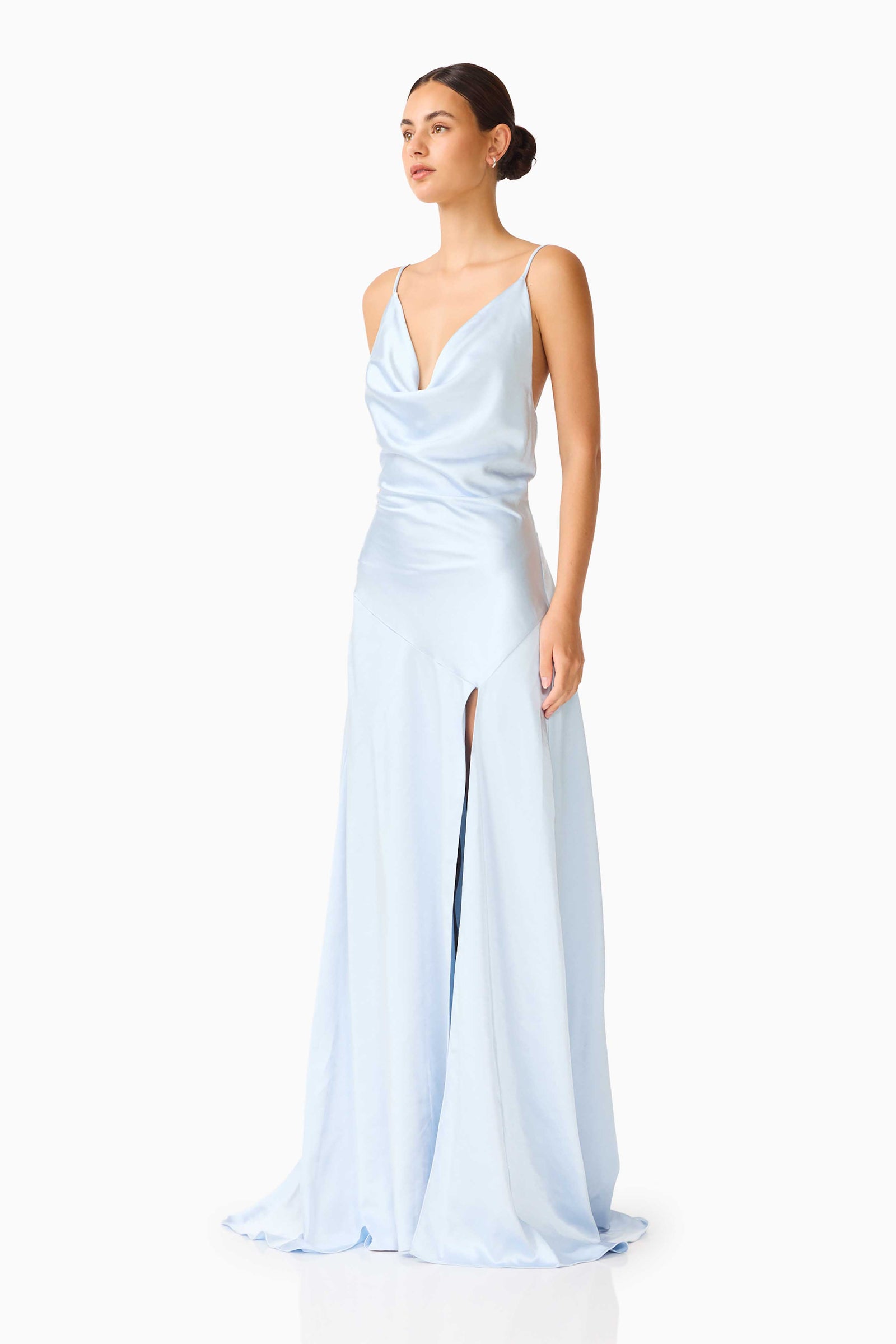 Clementine Cowl Neck Gown - Pale Blue - XL