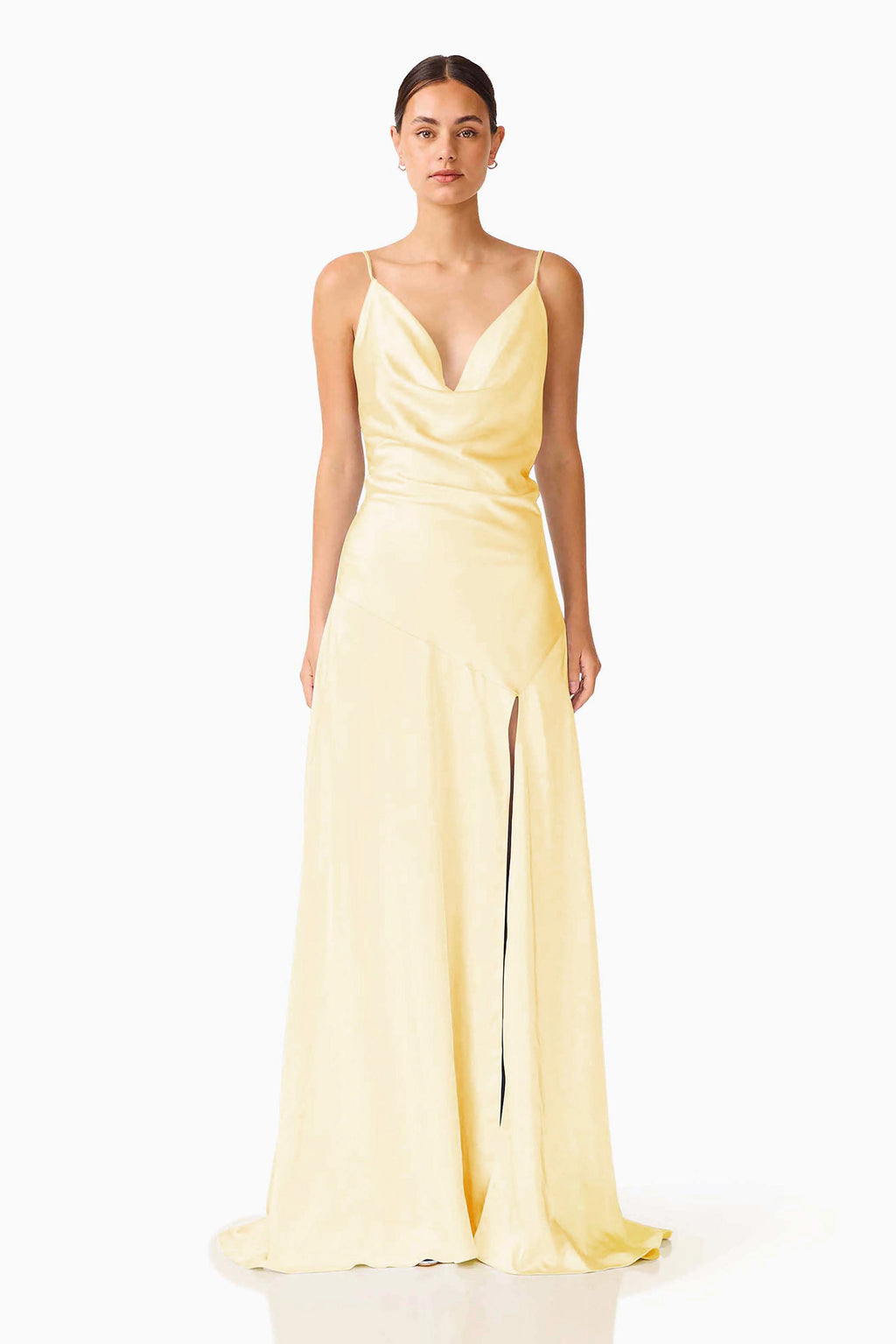Clementine Cowl Neck Gown - Butter Yellow - M Clementine Cowl Neck Gown - Butter Yellow - M