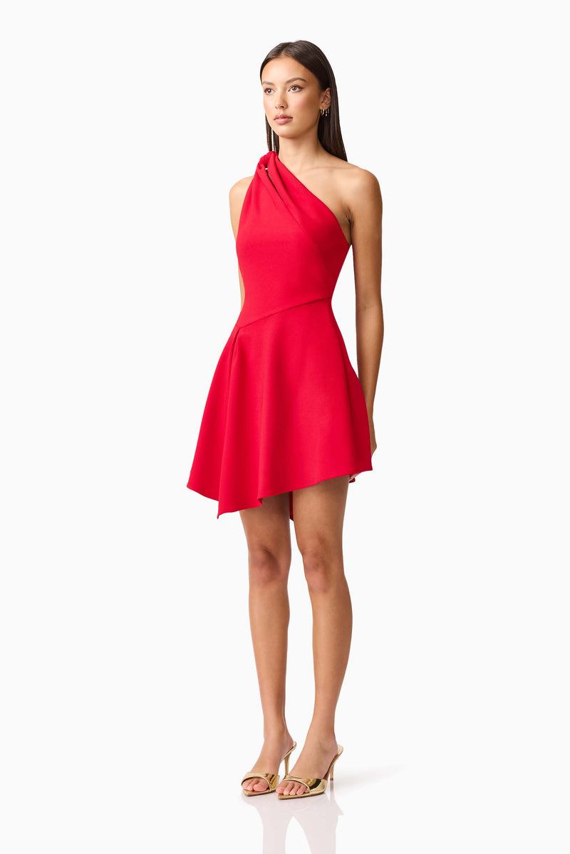 red asymmetrical mini dress Red Mini Dress - One-Shoulder Dress - Asymmetrical Mini Dress