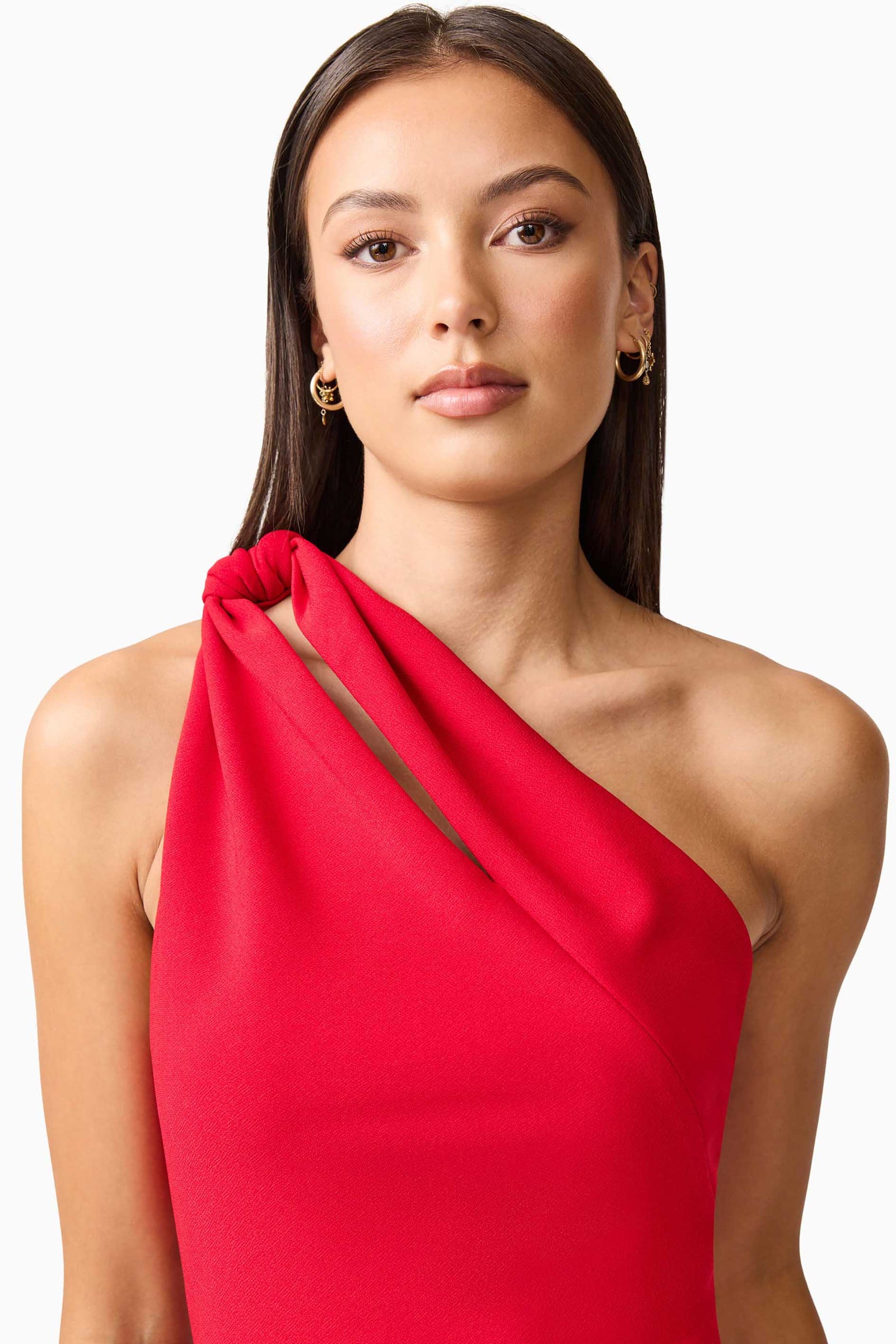 red asymmetrical mini dress Lila Asymmetrical Mini Dress in Red