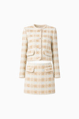 Ashlyn Tweed Jacket in Gold & White ghost shot