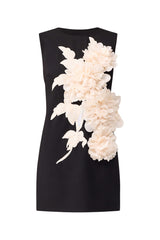 Zahara Shift Mini Dress in Black ghost shot