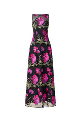 Amaya Gown in Black & Pink Floral ghost shot