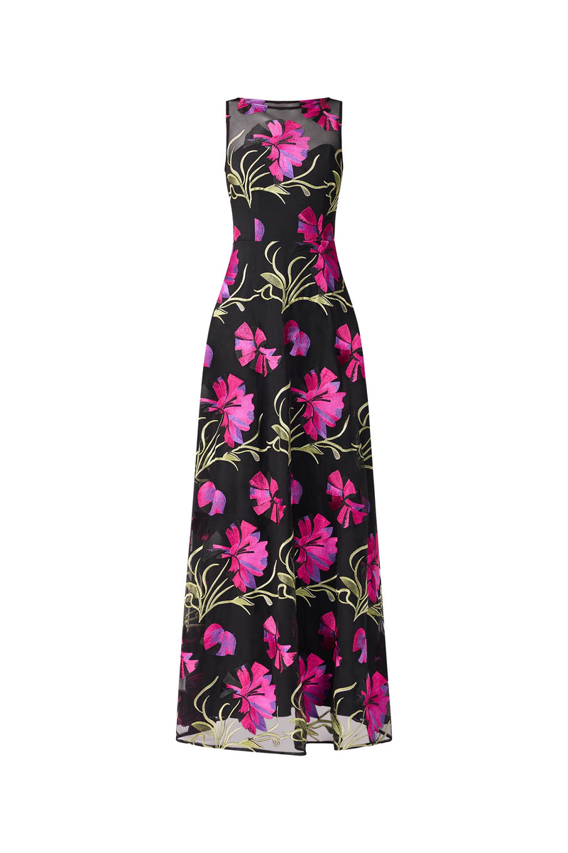 Amaya Gown in Black & Pink Floral ghost shot