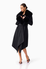 Brunette model wearing the Aria Jacket in Black posed shot