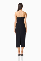 Martina Applique Midi Dress in Black with open back, back shot