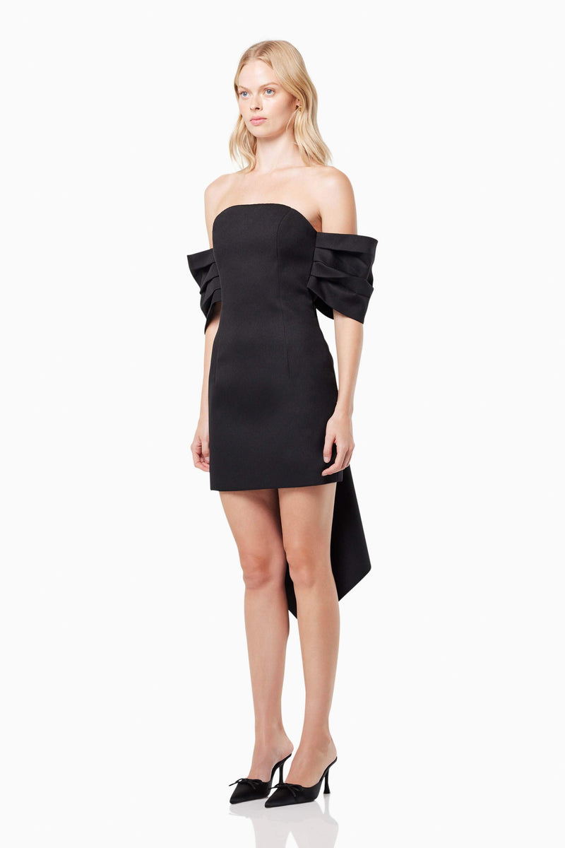 Calypso Bow Detail Mini Dress In Black Elliatt Calypso Bow Detail Mini Dress In Black Elliatt