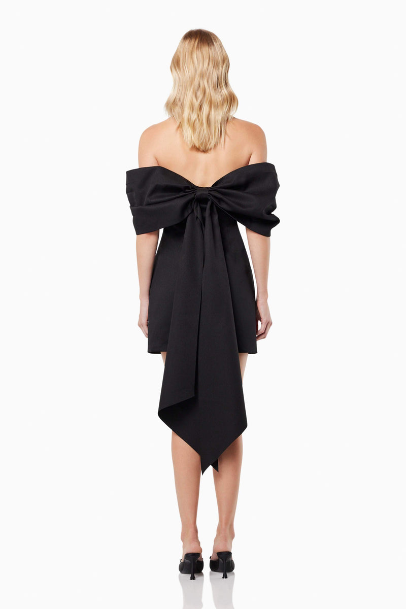 Calypso Bow Detail Mini Dress In Black Elliatt Calypso Bow Detail Mini Dress In Black Elliatt