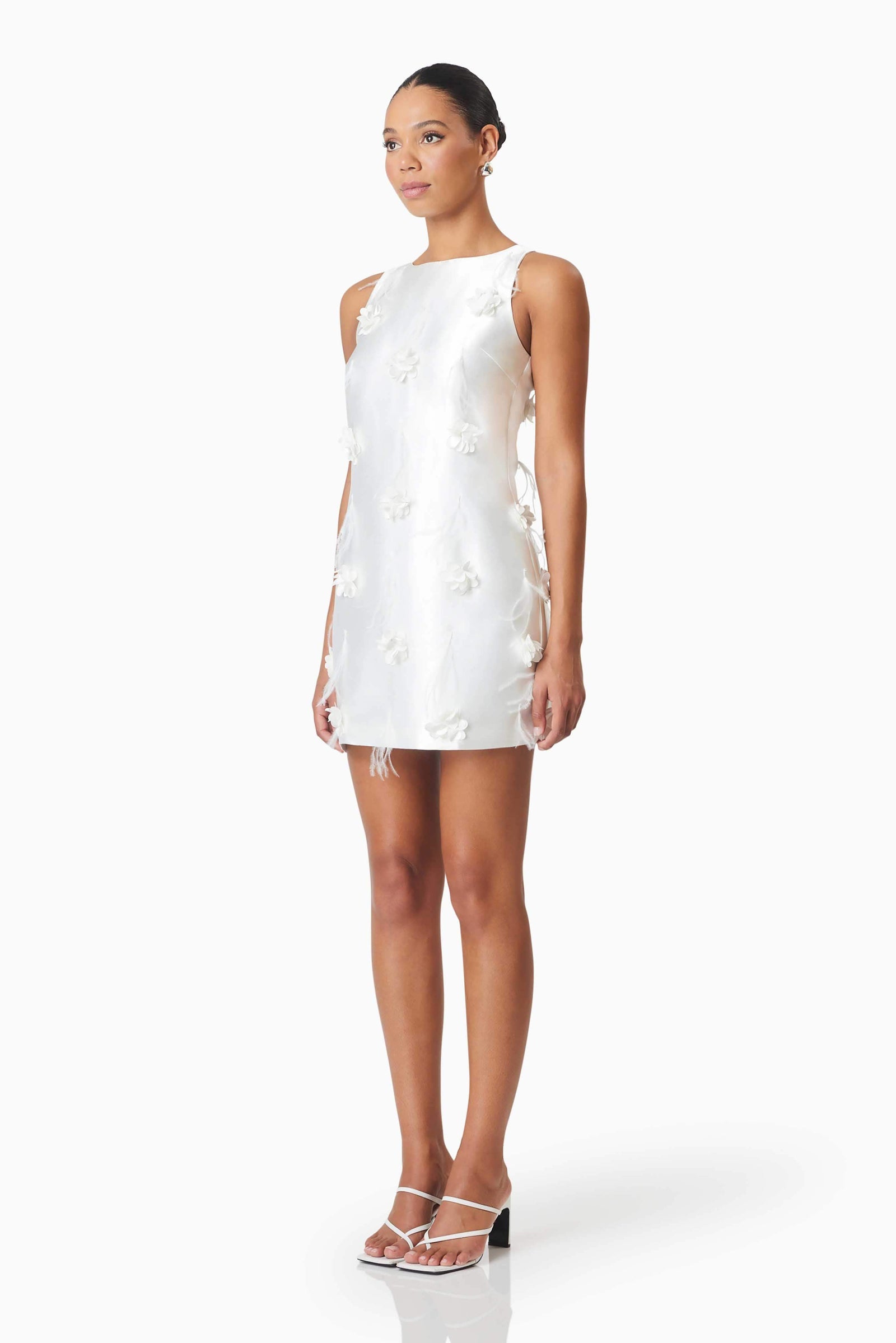 lunar satin mini dress Lunaria Satin Mini Dress In White