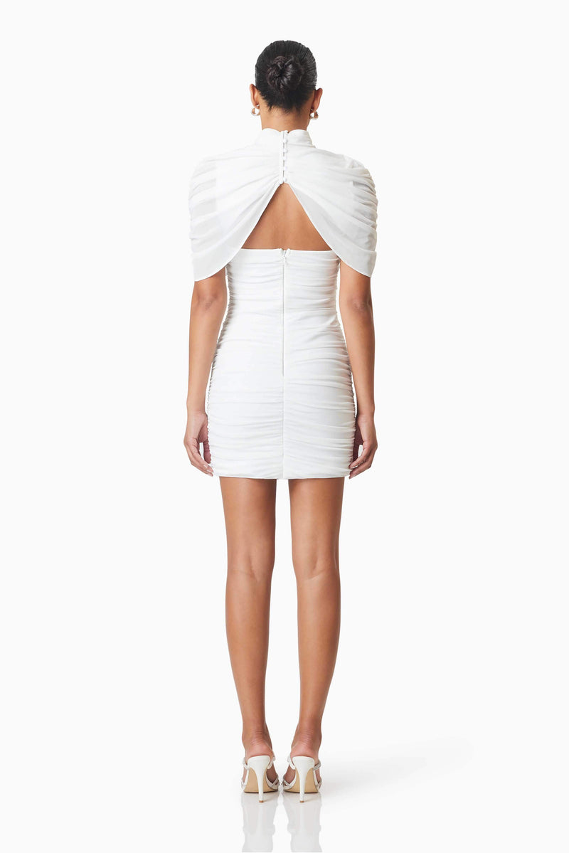 Phoebe Mesh Overlay Mini Dress In White Elliatt Phoebe Mesh Overlay Mini Dress In White Elliatt