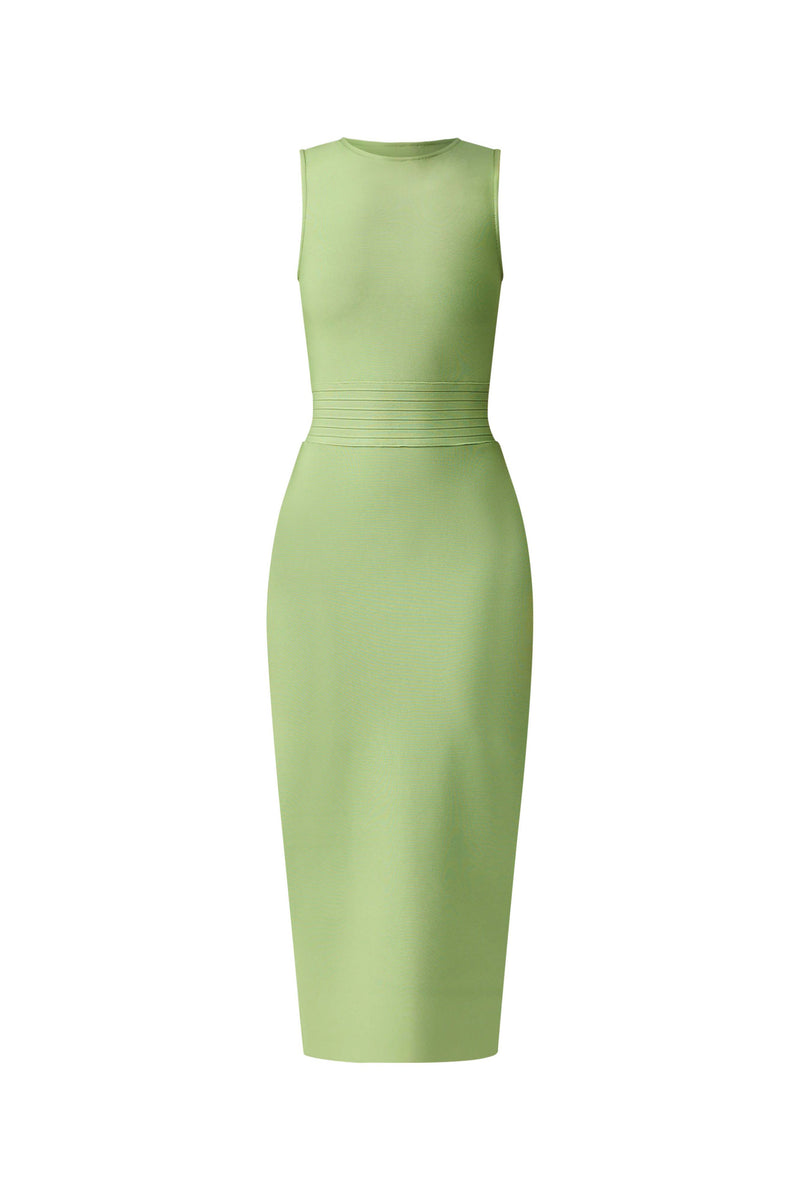 Seraphina Fitted Midi Dress in Green ghost shot