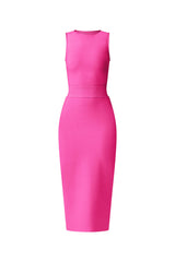 Seraphina Fitted Midi Dress in Pink ghost shot