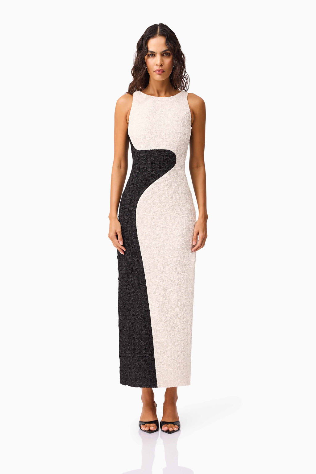 paloma dress black and white Contrast Gown in & Sleeve Length:37 inspired charm Plus Size Desert Rhythm Print: Solid