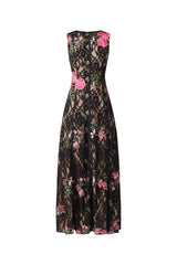 Morgaine Lace Gown in Black ghost shot