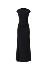 Danica High Neck Gown in Black ghost shot