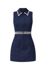 Melody Jacquard Mini Dress in Blue ghost shot