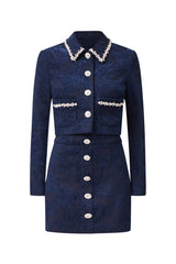 Melody Jacquard Top & Skirt Set in Blue ghost shot