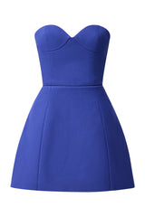Beatrix Tulip Mini Dress in Blue ghost shot