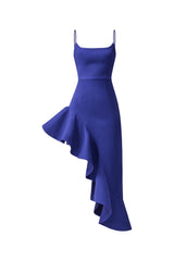 Beatrix Asymmetrical Gown in Blue ghost shot
