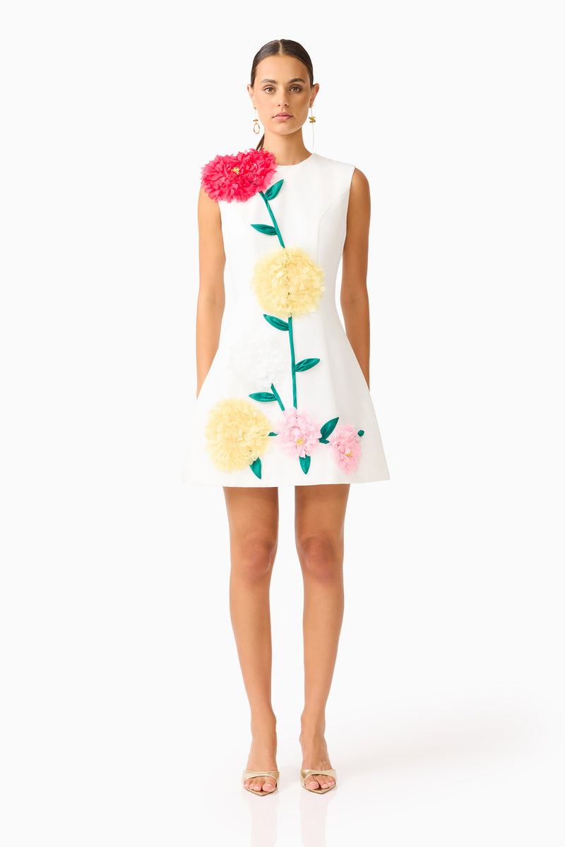 Buttercup Embroidered Mini Dress - Ivory - S - ELLIATT Buttercup Embroidered Mini Dress - Ivory - S - ELLIATT