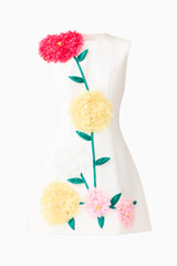 Buttercup Embroidered Mini Dress in Ivory looking ghost shot