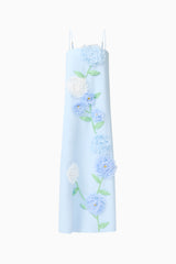 Buttercup Embroidered Maxi Dress In Blue ghost shot