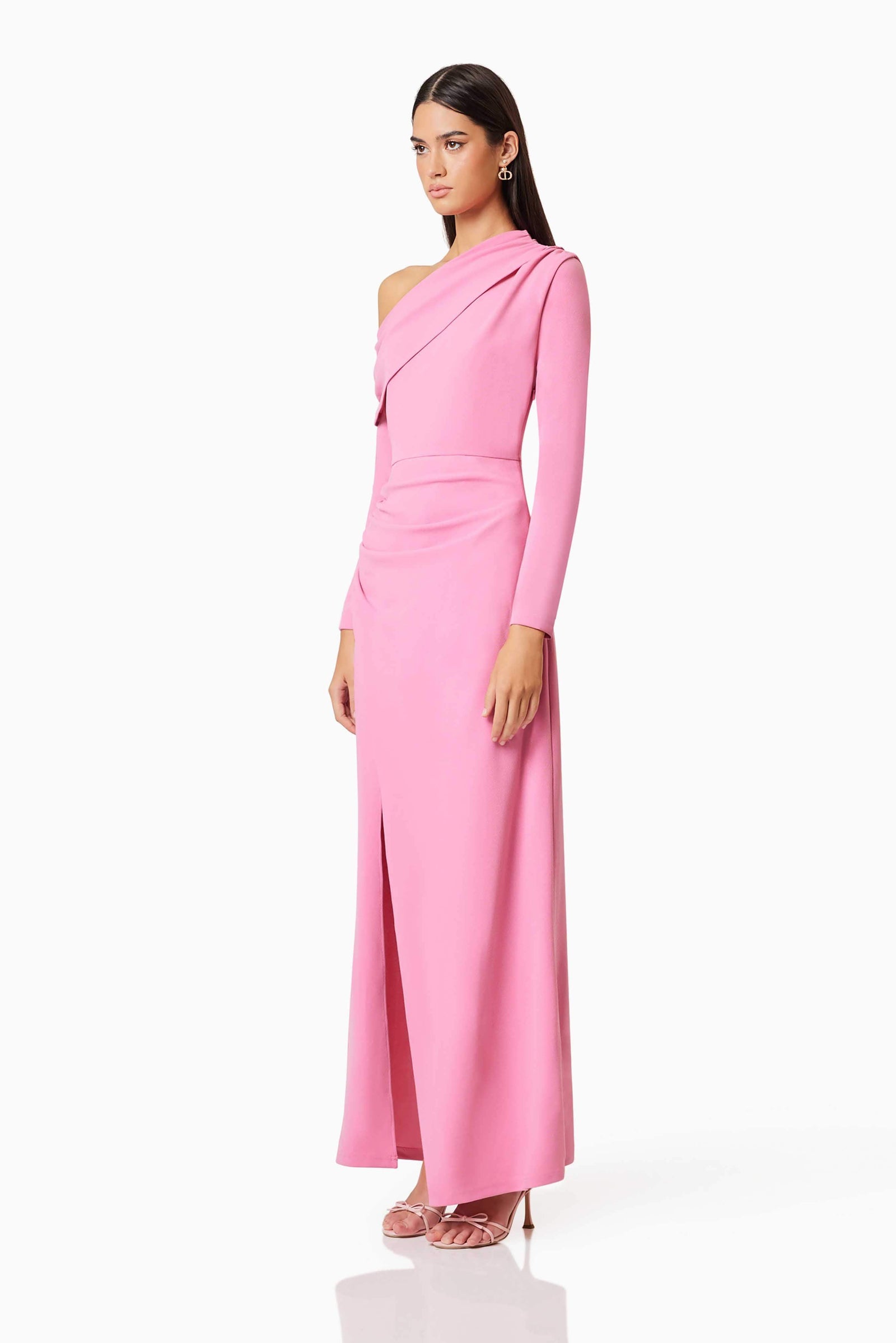 Jamie One Shoulder Gown In Pink Elliatt Jamie One Shoulder Gown In Pink Elliatt