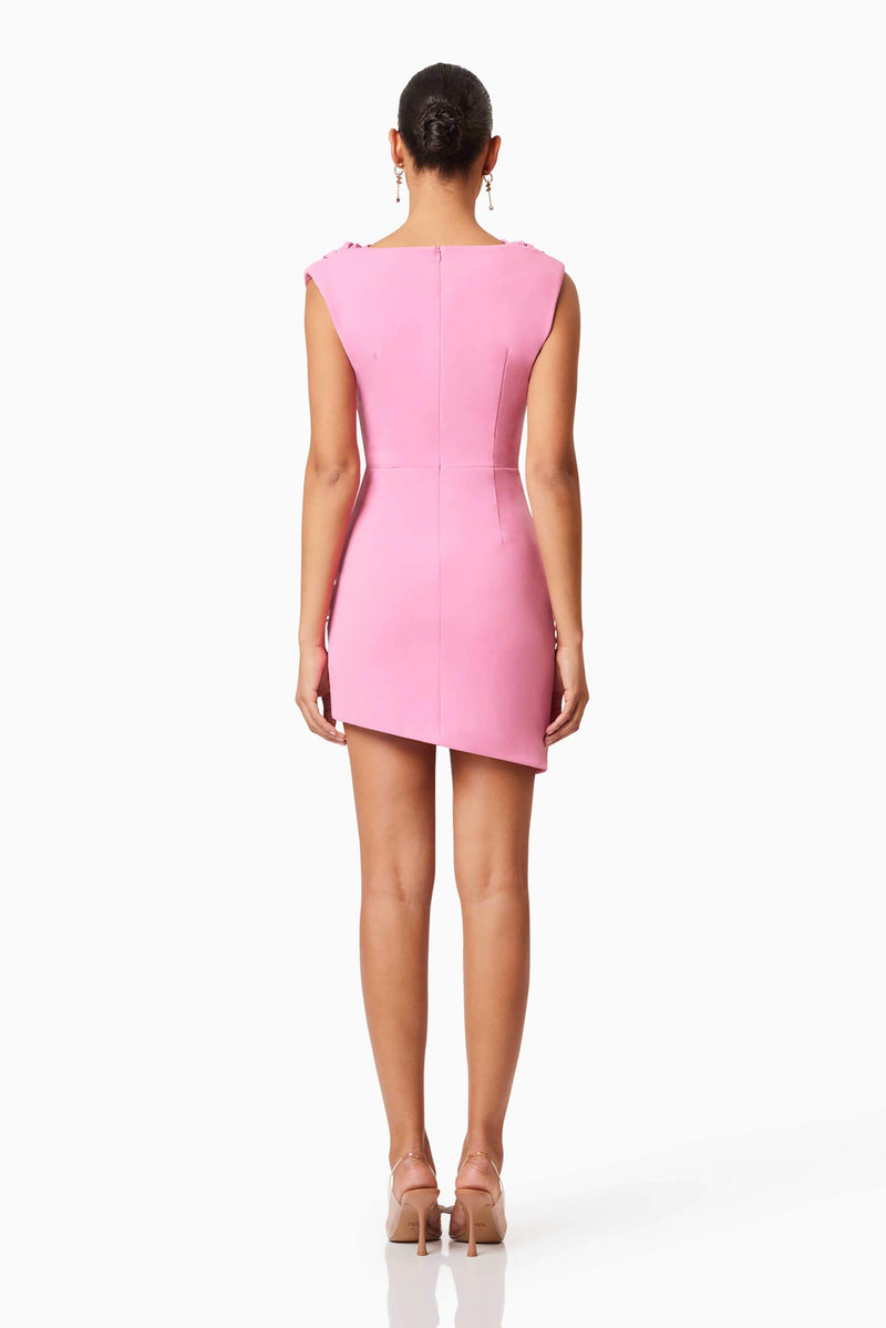 Jamie Mini Dress in Pink | Cowl Neck with Asymmetrical Design Elliatt Jamie Mini Dress in Pink | Cowl Neck with Asymmetrical Design Elliatt