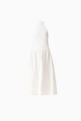 Nolana Halter Midi Dress in White ghost shot