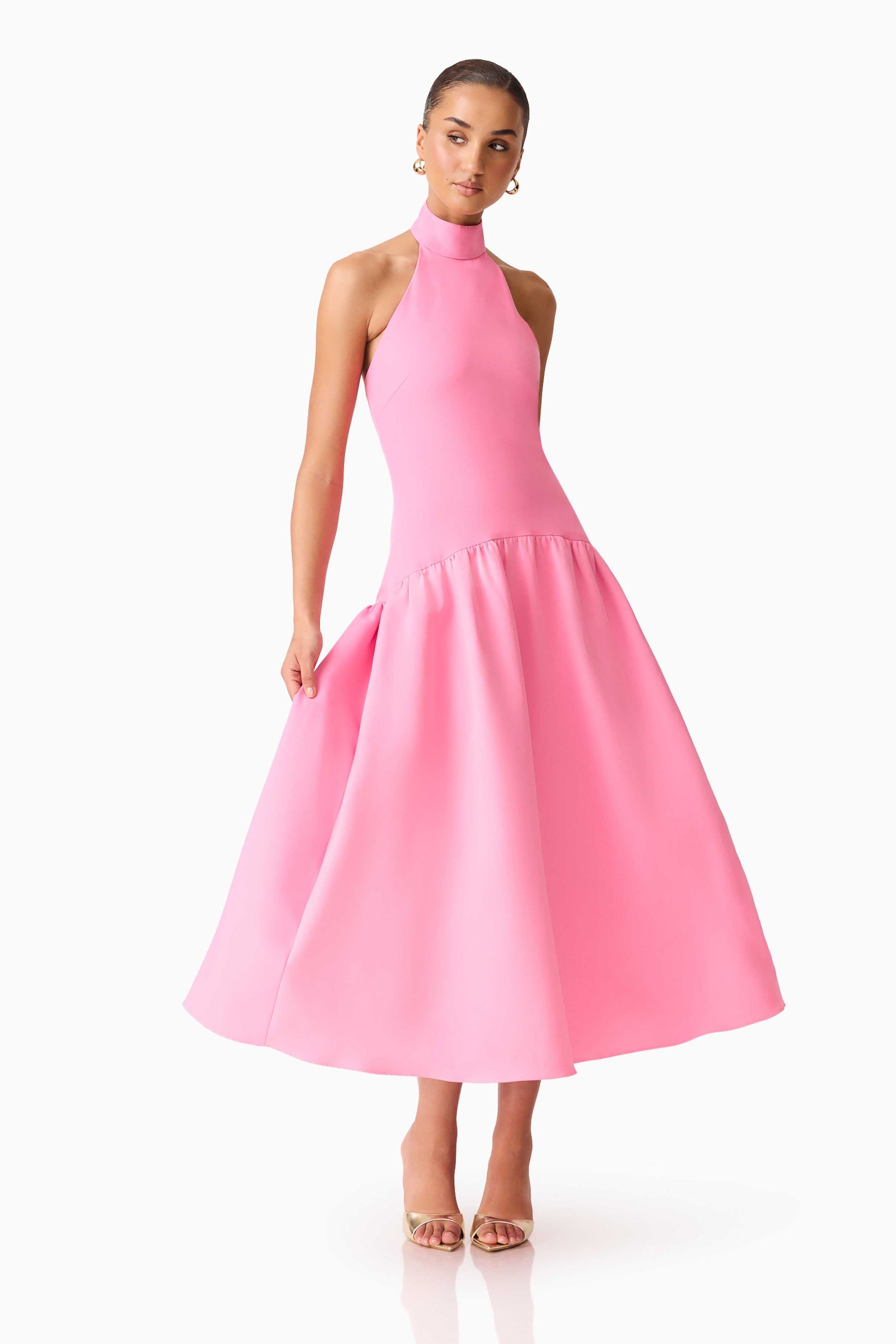 Nolana Halter Midi Dress in Pink – Elliatt