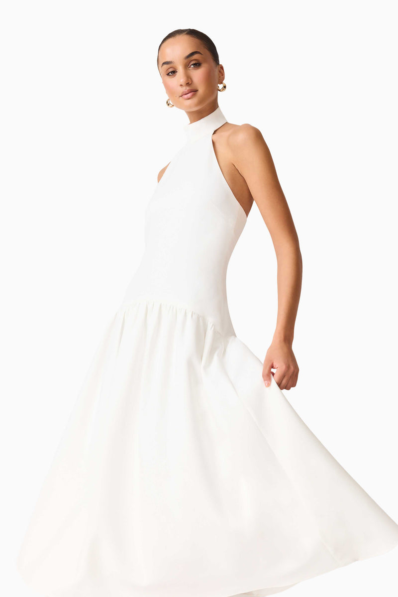 Nolana Halter Midi Dress in White – Elliatt