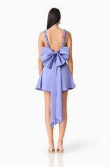 Brunette model wearing the Jacinta Shift Mini Dress back shot