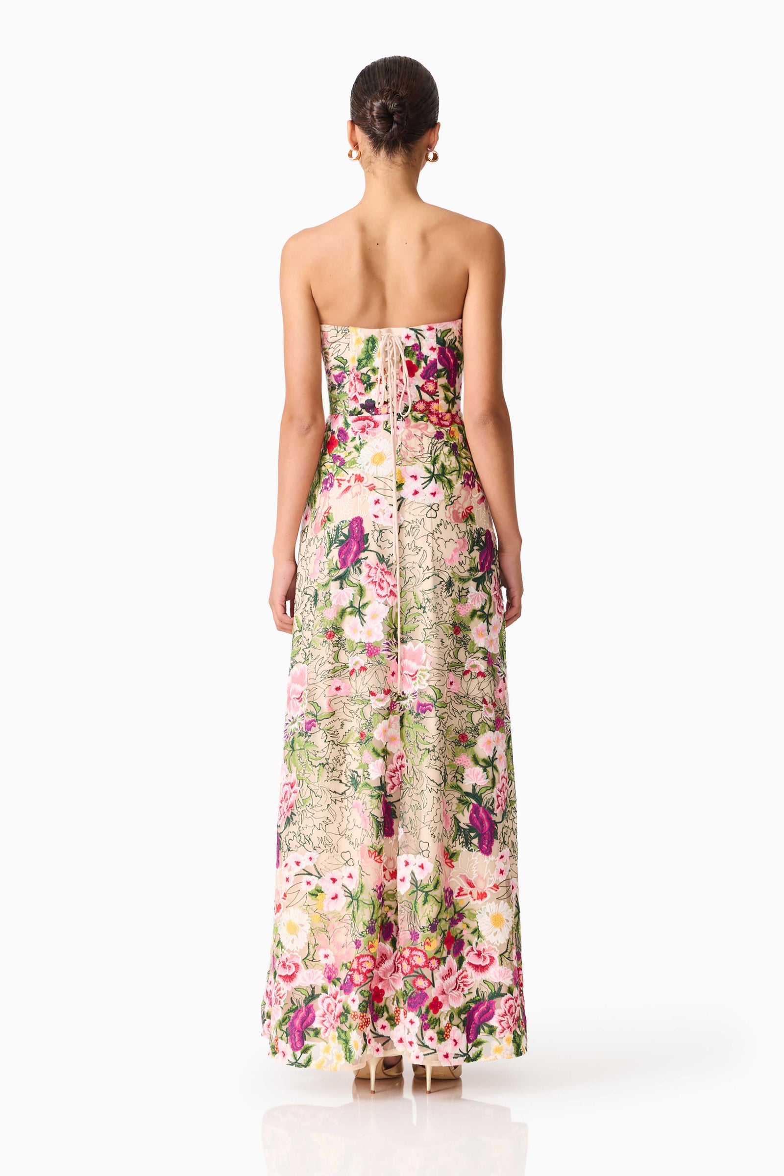 Flora Strapless Gown - Pink & Green Floral - XXL - ELLIATT
