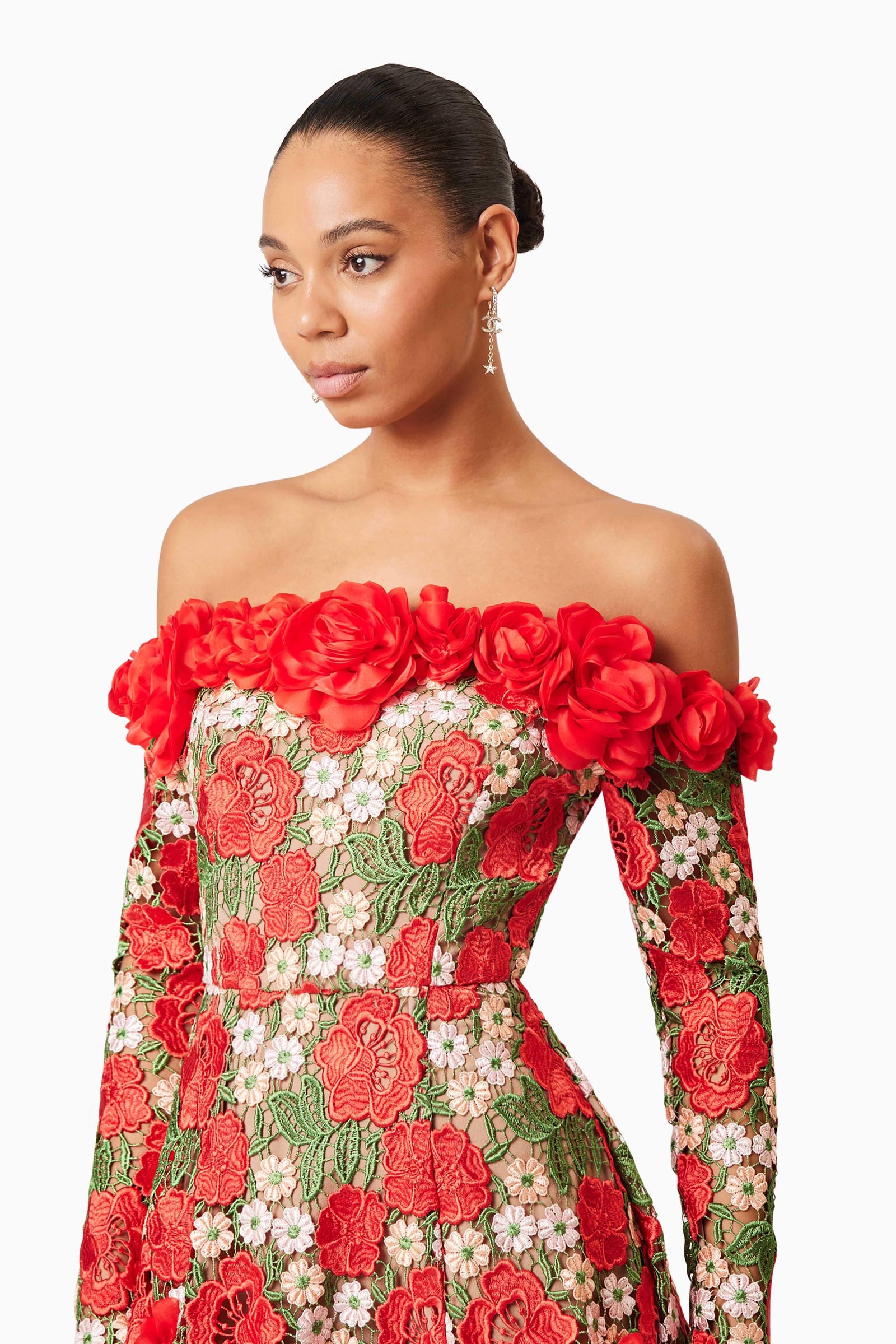 arlette floral long sleeve dress Roselyn Long Sleeve Dress - Red - XXS