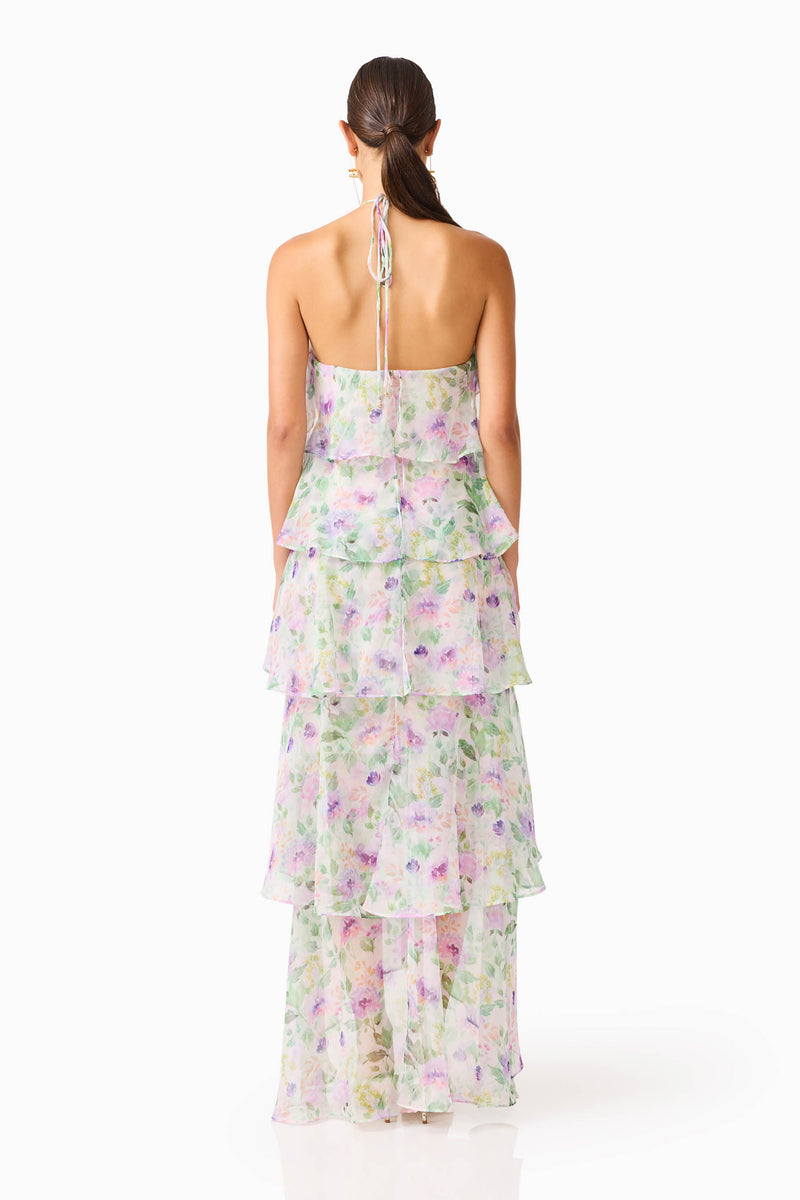 mirabelle floral tiered georgette halter dress Mirabelle Floral Tiered Georgette Halter Dress (Women)
