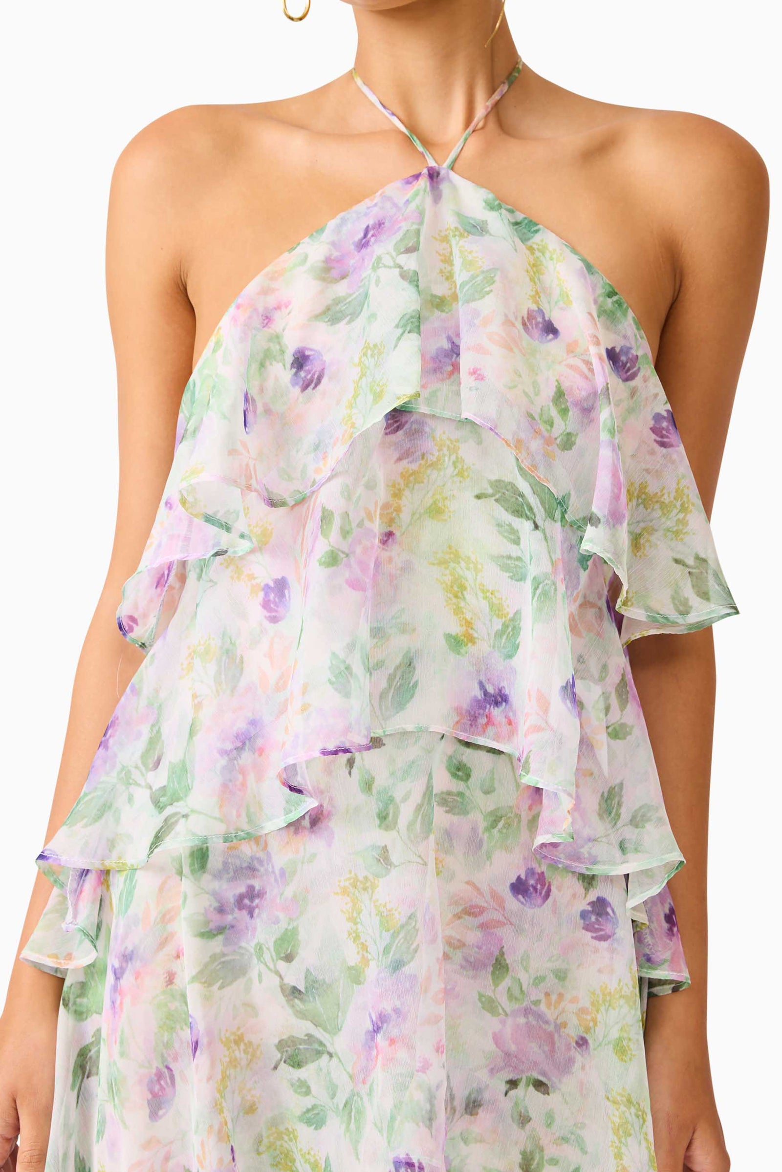 elliatt mirabelle tiered halter dress Cocktail in Floral year:2026
