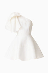 The Saffron Asymmetrical Mini Dress in White ghost shot