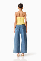 Hope Strapless Top in Yellow with a zipper back shot